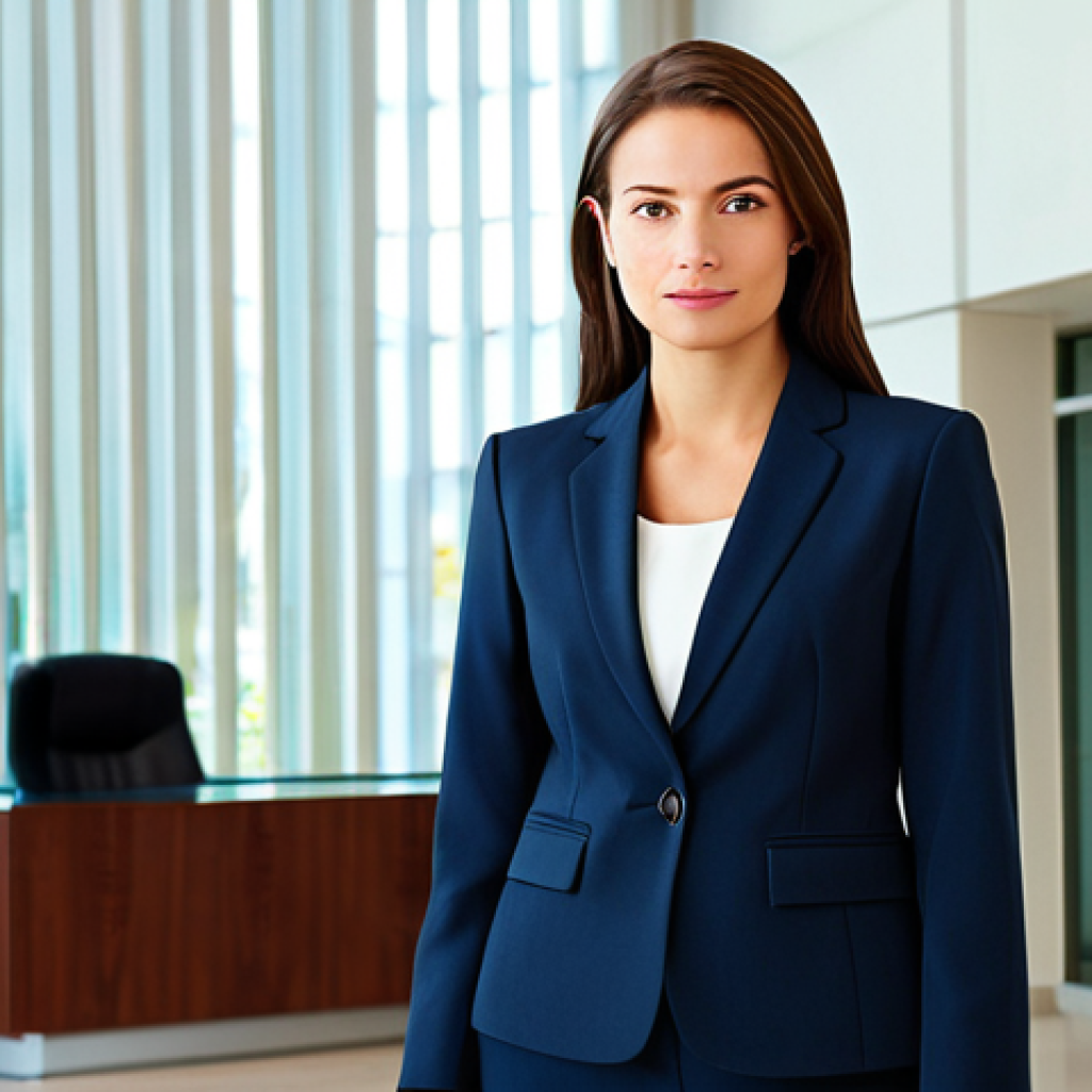 보드게임 추천 선물 - Business Professional** "A confident businesswoman in a tailored, modest business suit, standing in...