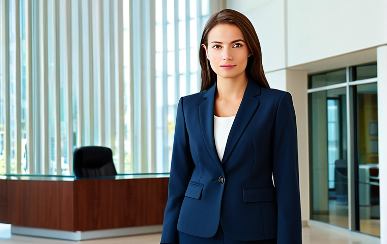보드게임 추천 선물 - Business Professional** "A confident businesswoman in a tailored, modest business suit, standing in...