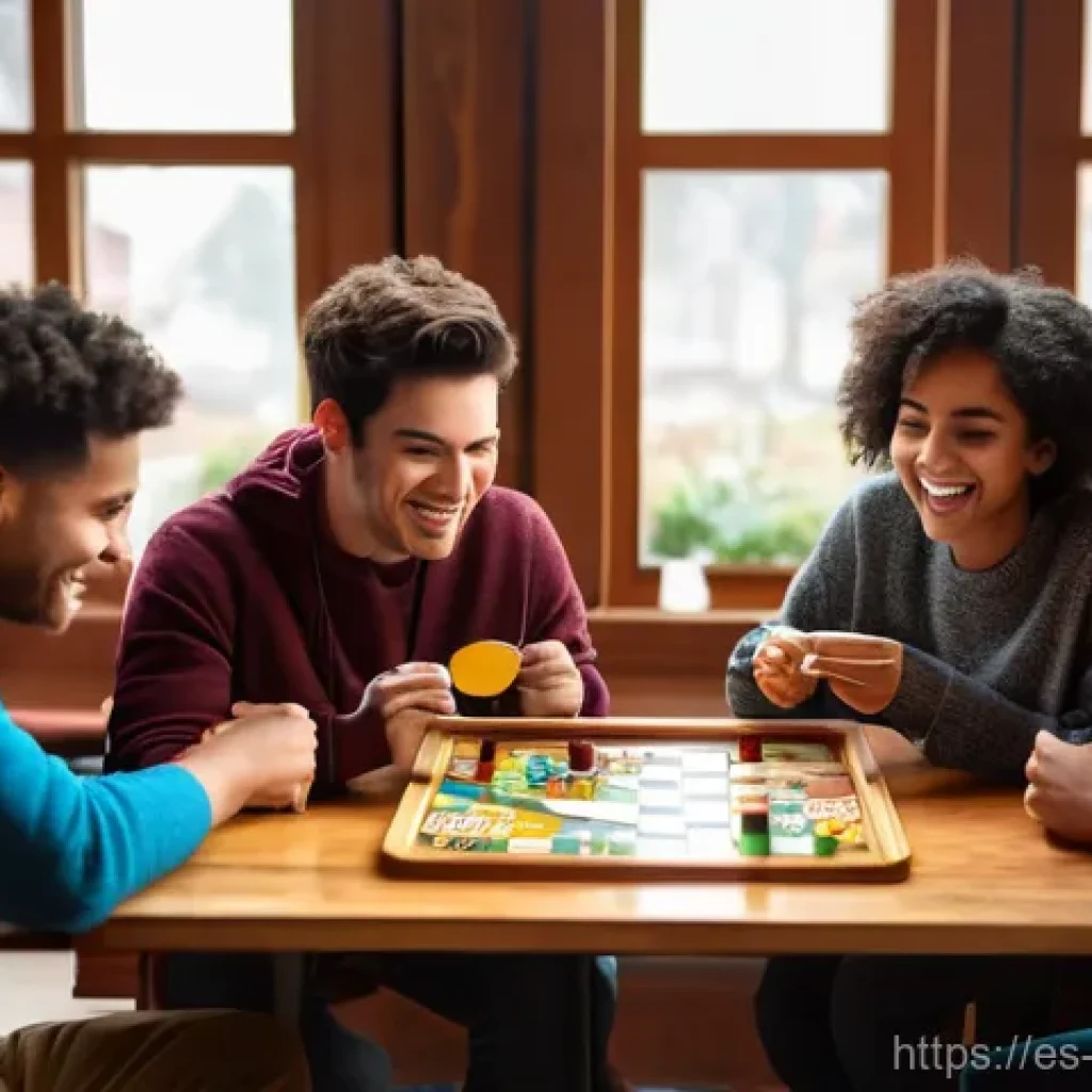 보드게임과 e스포츠 - **Prompt:** A diverse group of four friends (two young men, two young women, all in their early 20s,...