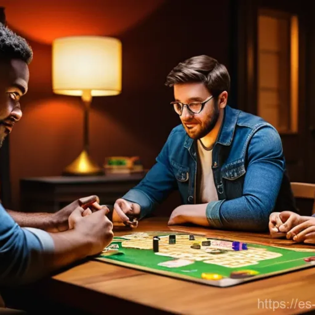 보드게임 기술 트렌드 - **Immersive Board Game Night with Companion App:** A diverse group of 3-4 adult friends (ages 20s-30...