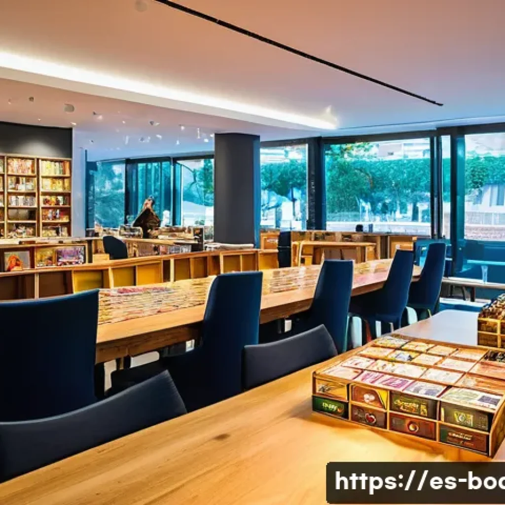 보드게임 학원 운영 - **Prompt:** A warm and inviting interior view of a modern board game academy in a bustling city in S...